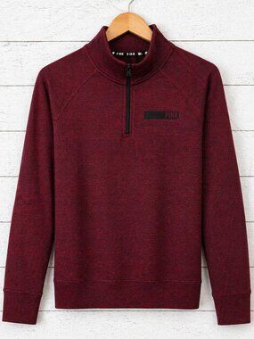 VS PINK 1/4 Zip Sweatshirt Small Burgundy Red Pullover Logo